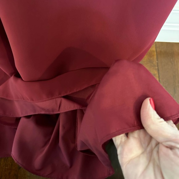 Jenny Packham Womens Burgundy Wine Colored Bridesmaid Formal Cowl Neck Maxi Gown - Picture 7 of 11